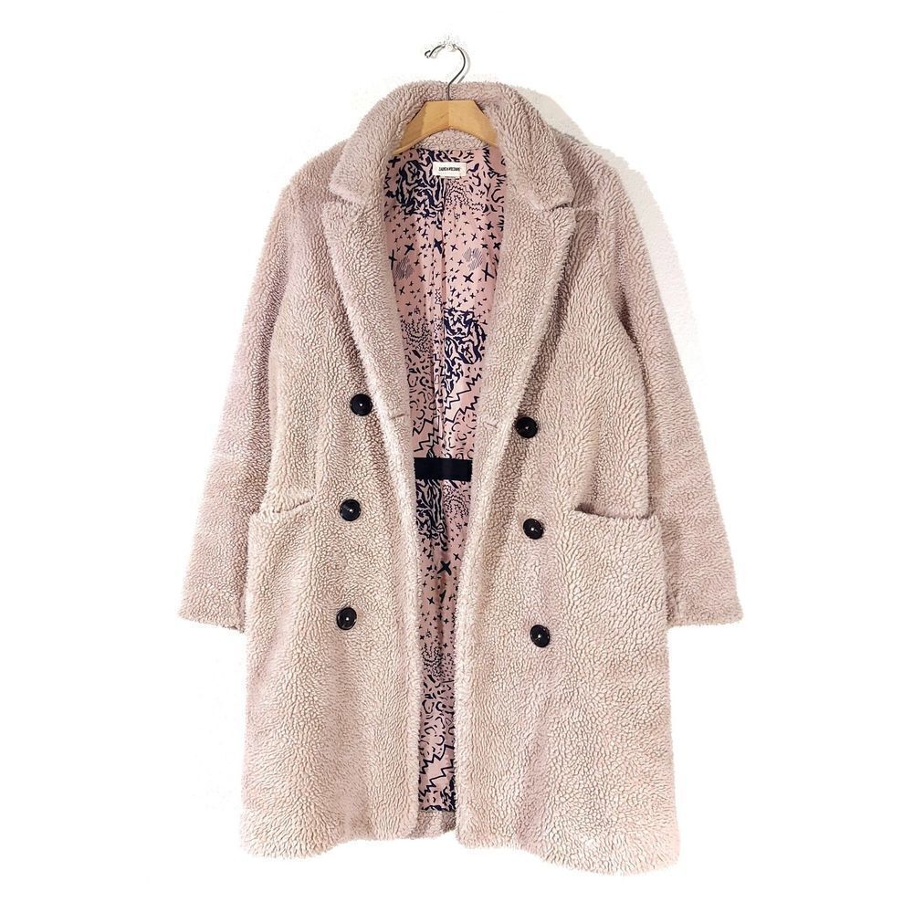 ZADIG and VOLTAIRE Mint Teddy Coat Judo Faux Sherpa Tan Brown 90s Minimal Small